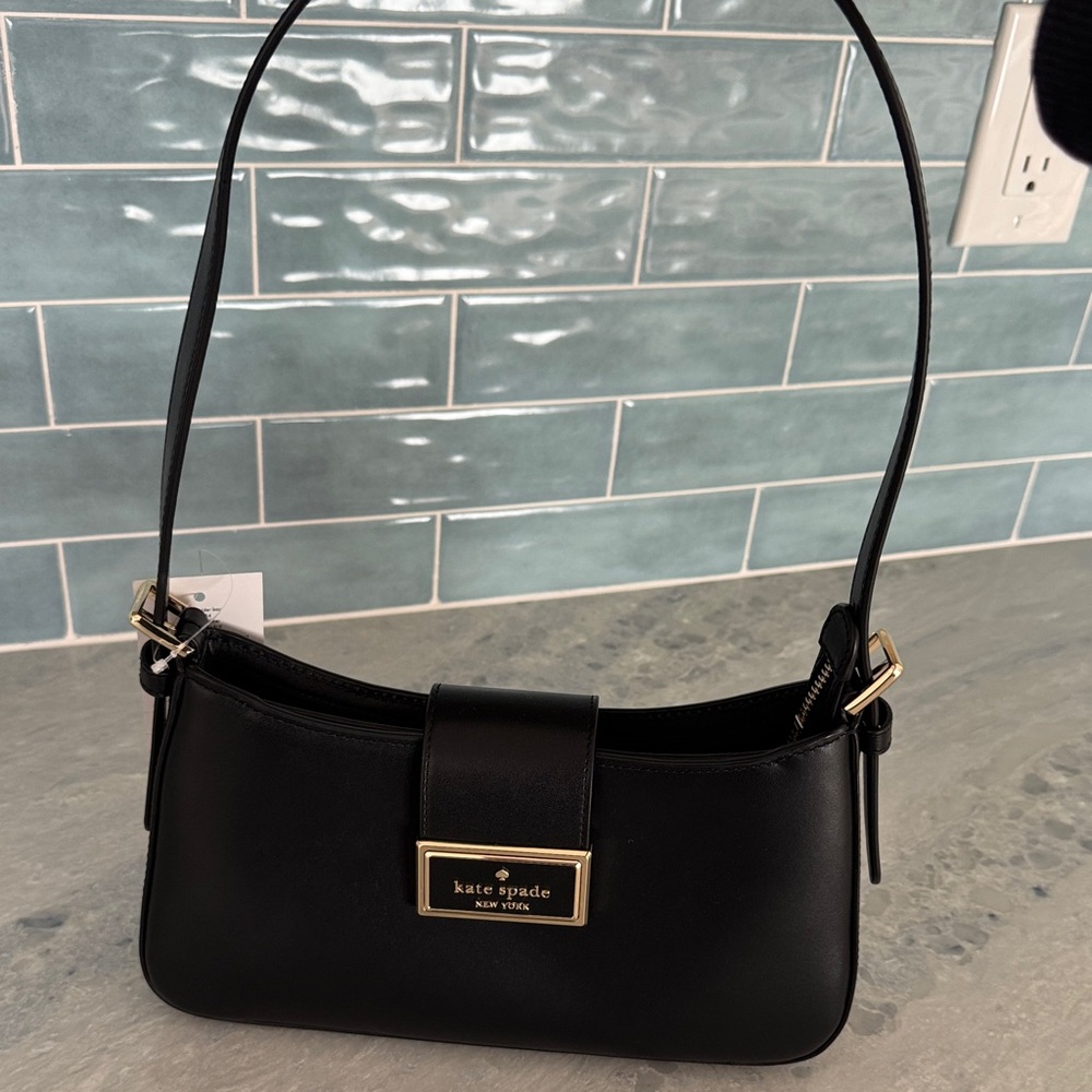 Kate Spade Black Shoulder Bag with Gold Accents